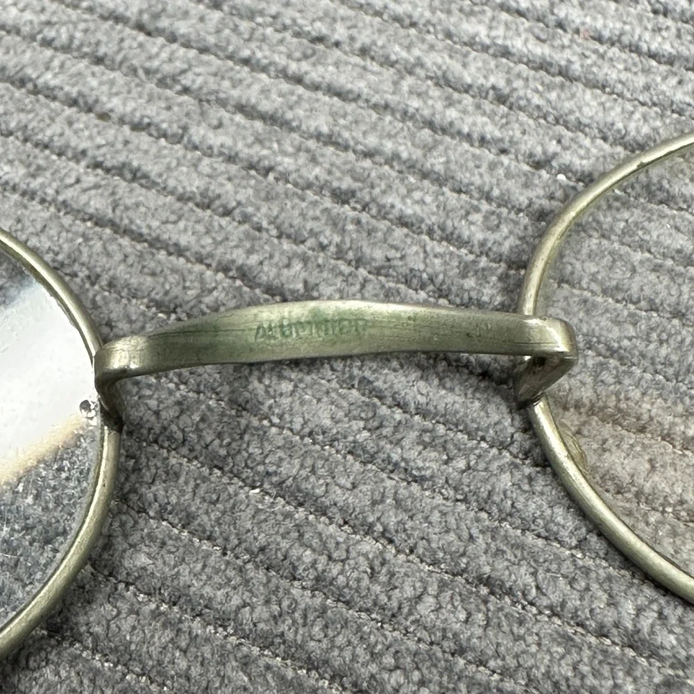 Antique Y2K Aluminum Wire Rim Oval Spectacles Cable Temple Glasses Silver